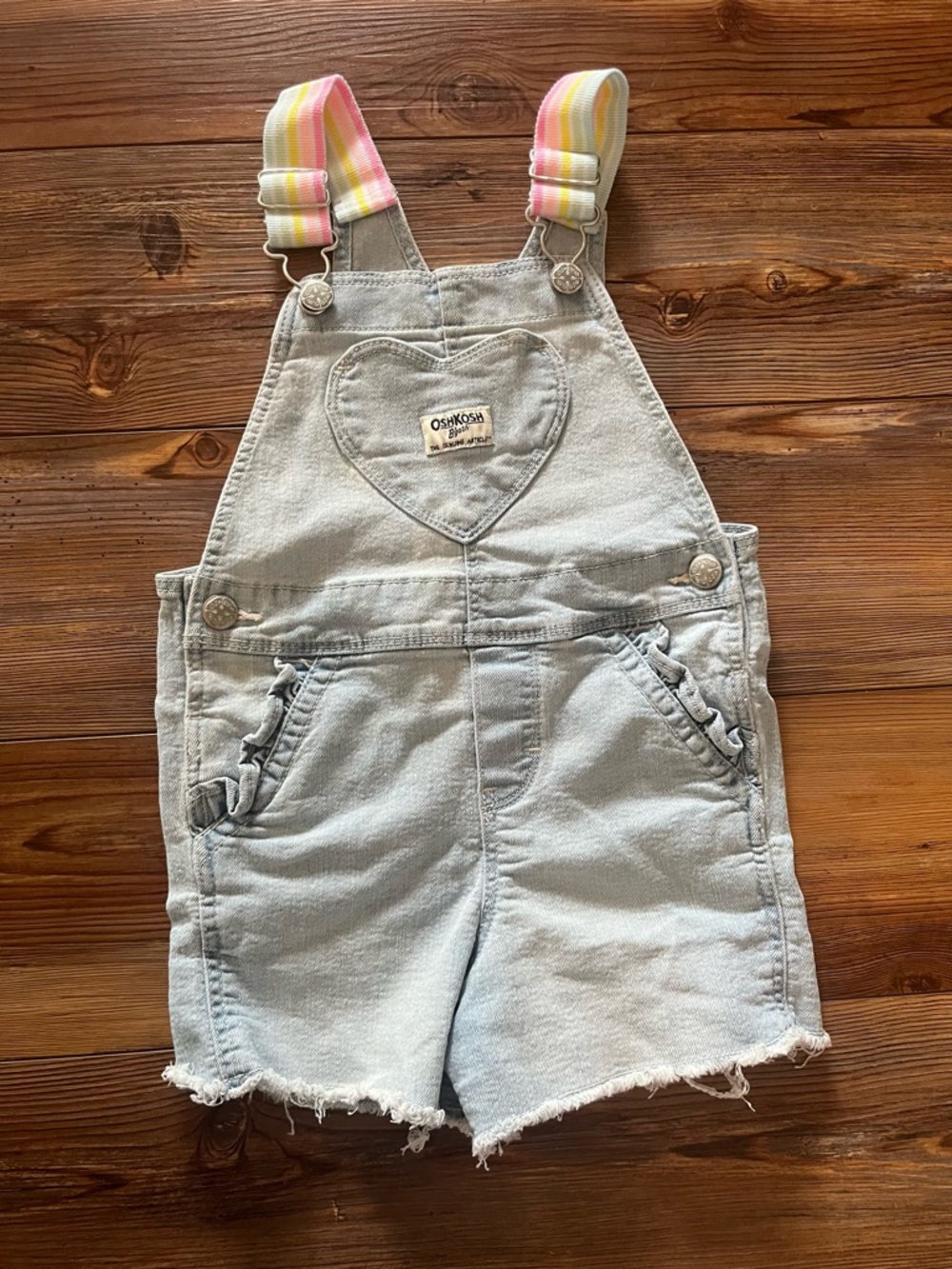 ⭐️Bundle 5 for $30 - OshKosh B'gosh Denim Short Overalls with Rainbow Straps